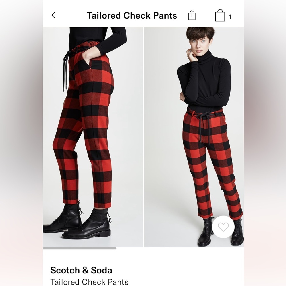 Scotch & Soda Tailored Plaid Check Pants Sz XS